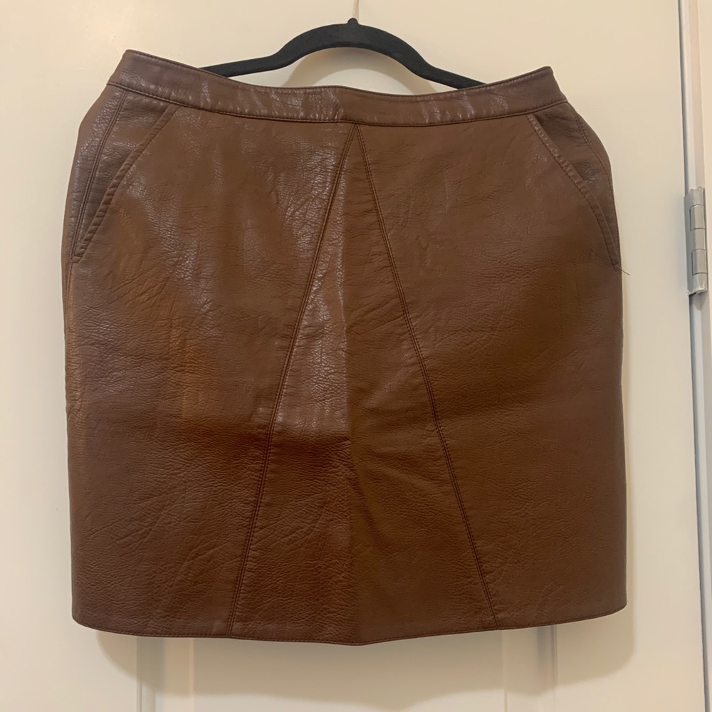 Zara Brown Faux Leather skirt Size S
